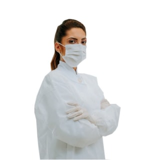 Avental Descartável Branco TNT Manga Longa C/ Tiras 30g - SP Protection