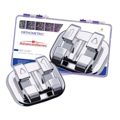 Bráquete Metálico Advanced Series C/Gancho MBT 022" 100 Casos - ORTHOMETRIC