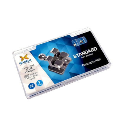 Bráquete Metálico Standard com Gancho nos Caninos 9° Roth 022 - MORELLI Bráquete Metálico Standard com Gancho nos Caninos 9° Roth 022 - MORELLI