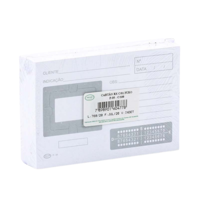 Cartela de Raio X - 1 Furo C/ 100 Folhas - Preven Cartela de Raio X - 1 Furo C/ 100 Folhas - Preven