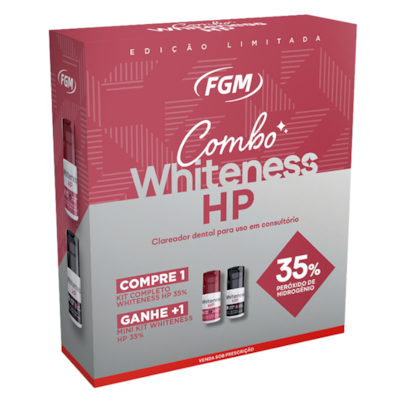 Combo Clareador 35% Whiteness HP P/ 3 Pacientes + Brinde Mini Kit - FGM Combo Clareador 35% Whiteness HP P/ 3 Pacientes + Brinde Mini Kit - FGM