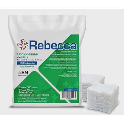 Compressas de Gaze Não Estéril 7,5x7,5 de 9 Fios - Rebeca America Compressas de Gaze Não Estéril 7,5x7,5 de 9 Fios - Rebeca America