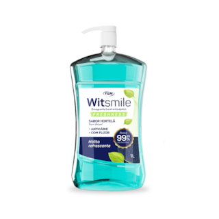 ENXAGUANTE BUCAL FLUOR WITSMILE FRESHNESS S/ALCOOL HORTELA 1L - FGM