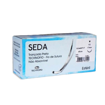 Fio de Sutura de Seda C/Agulha Triangular 45cm C/AG 3/8 1,7cm - TECHNOFIO