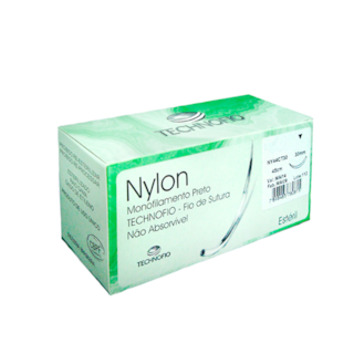 Fio De Sutura Nylon C/Agulha Triangular 45cm C/AG 1/2 1,5cm - TECHNOFIO