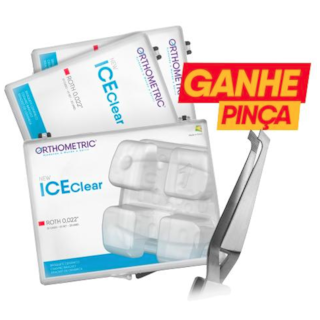 Kit Bráquete Cerâmico New Ice Clear Roth 022 + Pinça para Bráquetes - Orthometric