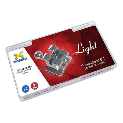 Kit Bráquete Light 1 Caso M.B.T. C/Gancho Can./Prés .022" - MORELLI