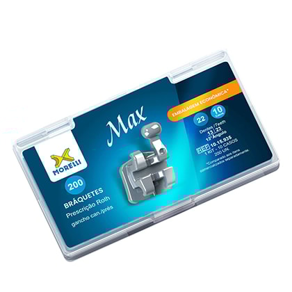 Kit Bráquetes Max 10 Casos Can. 13° Ang. C/Gancho Can./Prés Roth .022" - MORELLI