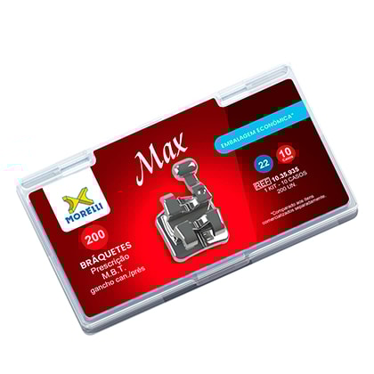 Kit Bráquetes Max 10 Casos M.B.T. C/Gancho Can./Prés .022" - MORELLI Kit Bráquetes Max 10 Casos M.B.T. C/Gancho Can./Prés .022" - MORELLI