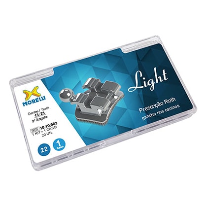 Kit Bráquetes Metálicos Roth Light Can. 9° Ang. Gancho Canino .022" - MORELLI Kit Bráquetes Metálicos Roth Light Can. 9° Ang. Gancho Canino .022" - MORELLI
