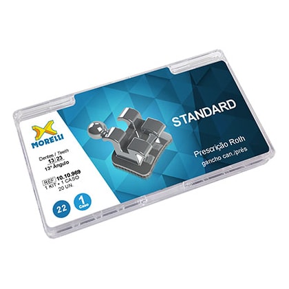 Kit Bráquetes Metálicos Roth Standard Can. 13° Ang. Gancho Can./Prés .022" - MORELLI