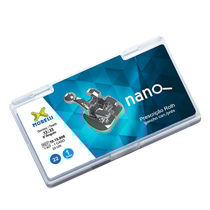 Kit Bráquetes Nano 1 Caso Can. 9° Ang. C/Gancho Can./Prés Roth .022" - MORELLI Kit Bráquetes Nano 1 Caso Can. 9° Ang. C/Gancho Can./Prés Roth .022" - MORELLI