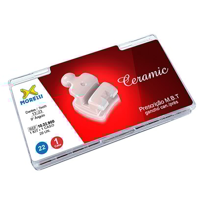 Kit de Bráquete Cerâmico MBT C/Gancho Can./Prés 01 Caso .022" - MORELLI Kit de Bráquete Cerâmico MBT C/Gancho Can./Prés 01 Caso .022" - MORELLI