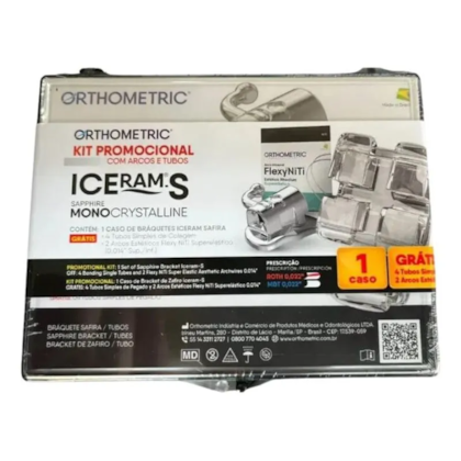Kit de Bráquete Cerâmico Safira Iceram S Roth 0,022" 1 Caso + Tubo + Par de Arcos - Orthometric Kit de Bráquete Cerâmico Safira Iceram S Roth 0,022" 1 Caso + Tubo + Par de Arcos - Orthometric