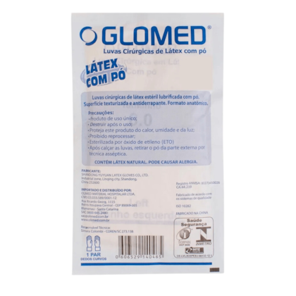Luva Cirúrgica Estéril Látex Com Pó - GLOMED Luva Cirúrgica Estéril Látex Com Pó - GLOMED