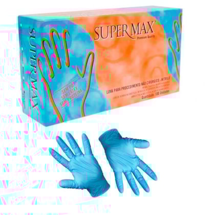 Luva de Procedimento de Nitrilo Azul Sem Pó - Supermax Luva de Procedimento de Nitrilo Azul Sem Pó - Supermax