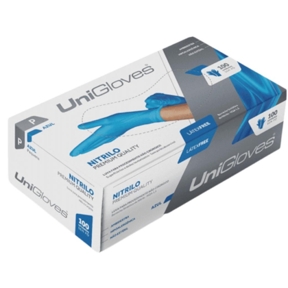 Luva de Procedimento de Nitrilo Azul Sem Pó - Unigloves Luva de Procedimento de Nitrilo Azul Sem Pó - Unigloves