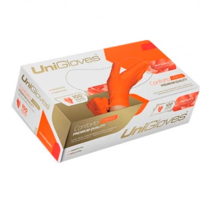 Luva de Procedimento de Nitrilo Laranja Sem Pó - Unigloves Luva de Procedimento de Nitrilo Laranja Sem Pó - Unigloves