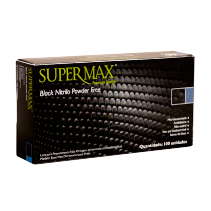 Luva de Procedimento de Nitrilo Preta Sem Pó - Supermax Luva de Procedimento de Nitrilo Preta Sem Pó - Supermax