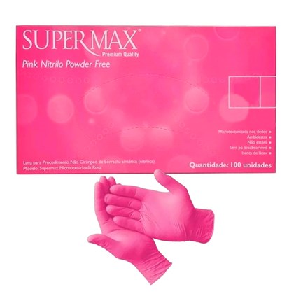 Luva de Procedimento de Nitrilo Rosa Pink Sem Pó - Supermax