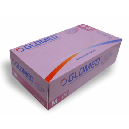 Luva Nitrílica para Procedimento Sem Pó Rosa - GLOMED Luva Nitrílica para Procedimento Sem Pó Rosa - GLOMED