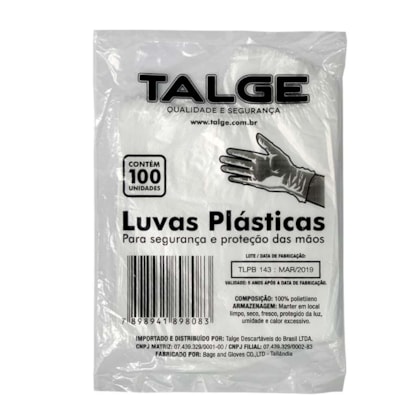 Luva Plástica Descartável - TALGE Luva Plástica Descartável - TALGE