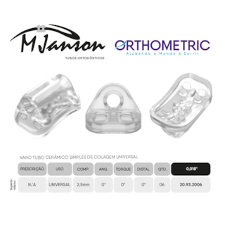 Nano Tubo Cerâmico Simples para Colagem Universal MJANSON Roth 0,018" - Orthometric Nano Tubo Cerâmico Simples para Colagem Universal MJANSON Roth 0,018" - Orthometric